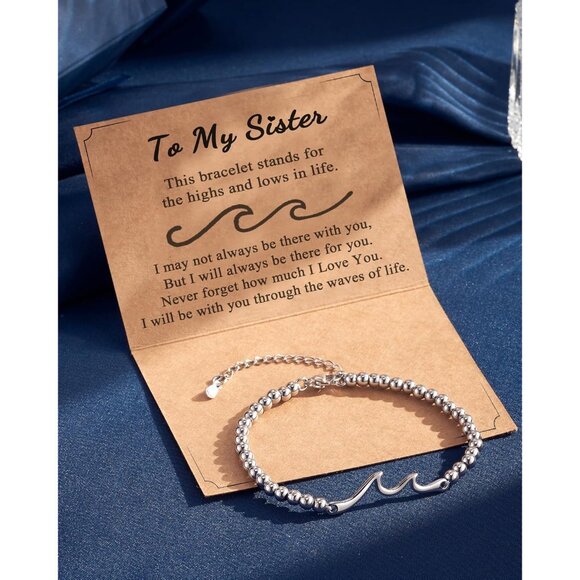 Sister Gifts Stainless Steel Wave Bracelet for Women Birthday Christmas - Picture 6 of 8